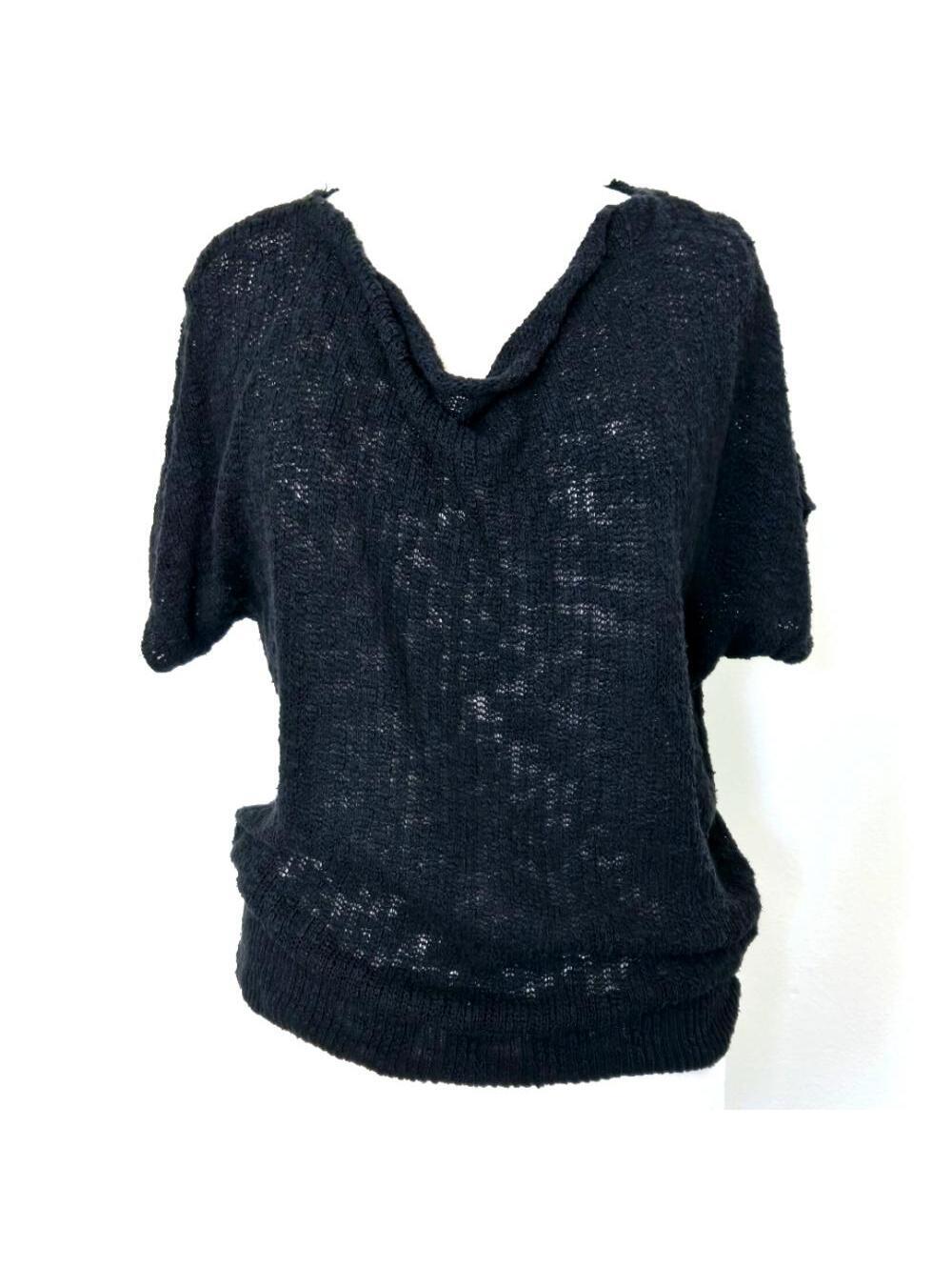 New York & Company Black Knit Dolman Short Sleeve Sweater Top Size Medium